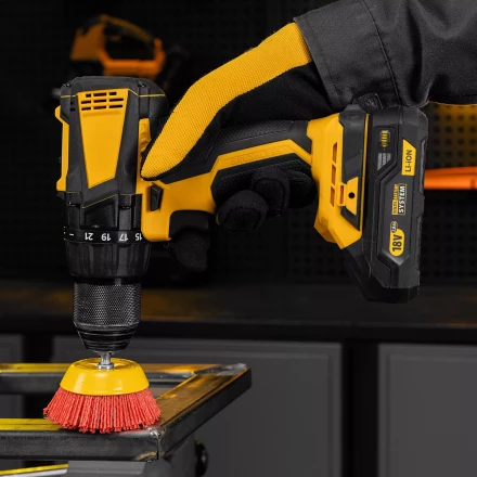 Щетка для дрели, 75 мм, Чашка, со шпилькой, нейлоновая щетина Denzel 74436 купить в Надыме