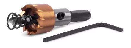 HSS-TiN коронка MESSER  19мм с центр. сверлом и толкающей пружиной для  лист. материала  до 2 мм ц/х купить в Надыме