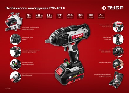 Ударный гайковерт аккумуляторный ГУЛ-401 К серия СТАНДАРТ купить в Надыме