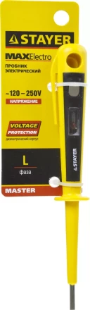 STAYER "MASTER". Пробник напряжения с цельнолитым диэлектрическим корпусом, 120-250В, 150мм 45280 купить в Надыме