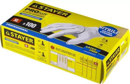 Перчатки STAYER "PROFI" нитриловые экстратонкие, XL, 100шт 11203-XL купить в Надыме
