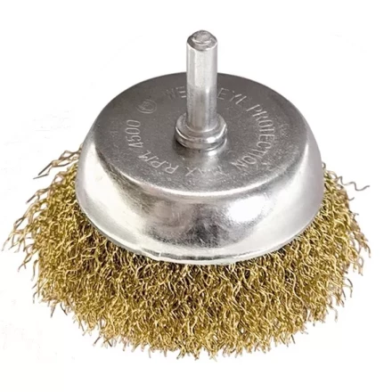 Щетка для дрели, 65 мм, "чашка" со шпилькой, латунированная витая проволока MATRIX 74477 купить в Надыме