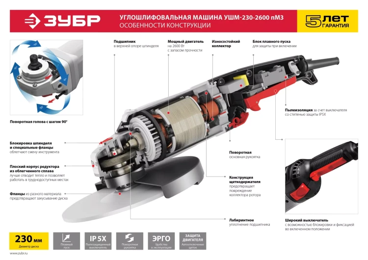 Машина углошлифовальная УШМ-230-2600 ПМ3 серия МАСТЕР купить в Надыме