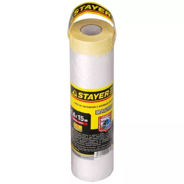 Пленка STAYER "PROFESSIONAL" защитная с клейкой лентой "МАСКЕР", HDPE, 9мкм, 1,4х15м 12255-140-15 купить в Надыме