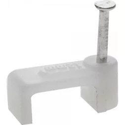 ЗУБР "МАСТЕР". Скоба-держатель для плоского кабеля, с оцинкованным гвоздем, 7 мм, 50 шт 45112-07