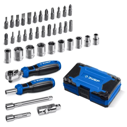 ЗУБР Профессионал-39 набор 39 шт: трещетка, отвертка-битодержатель с насадками (25180) купить в Надыме