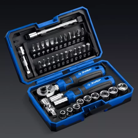 ЗУБР Профессионал-39 набор 39 шт: трещетка, отвертка-битодержатель с насадками (25180) купить в Надыме