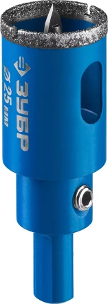 Коронка ЗУБР алмазная в сборе по кафелю, керамике с центрирующим сверлом и имбусовым ключом, зерно 60, 25мм 29850-25 купить в Надыме