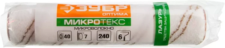 Ролик малярный сменный ЗУБР "ОПТИМА -МИКРОТЕКС", пропитки и средства защиты древесины, микрофибра, ворс 7 мм, бюгель 6 мм, 40х240мм 02545-24 купить в Надыме