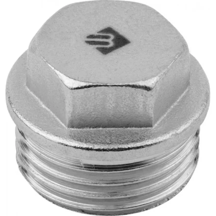 Заглушка ЗУБР "ЭКСПЕРТ", 6-ти гранная головка с прижимной шайбой, никелированная латунь, наружная резьба, 1/2" 51299-1/2 купить в Надыме