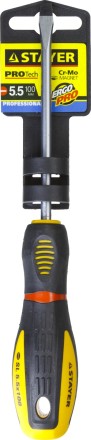 Отвертка STAYER &quot;PROFI&quot; &quot;PROTech&quot;, двухкомп рукоятка, намагниченная, Cr-Mo, SL5,5x100мм 25131-05-10_z02 купить в Надыме