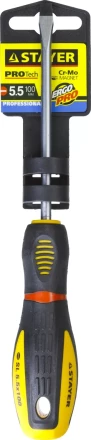 Отвертка STAYER "PROFI" "PROTech", двухкомп рукоятка, намагниченная, Cr-Mo, SL5,5x100мм 25131-05-10_z02 купить в Надыме