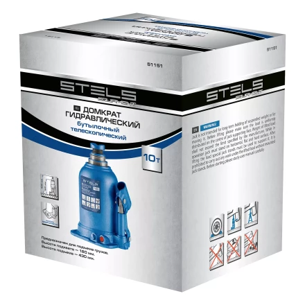 Домкрат гидравлический бутылочный телескопический Stels 51151, 10 т, подъем 180-430 мм купить в Надыме