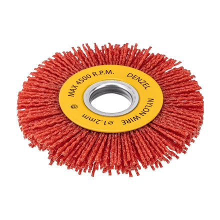 Щетка для УШМ, 100 мм, плоская, нейлоновая щетина, посадка 22,2 мм Denzel 74437 купить в Надыме