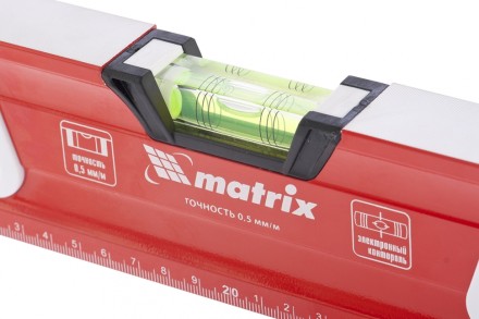 Уровень алюминиевый магнитный 600 мм с зеркальным глазком MATRIX 2 компонентные рукоятки артикул 34731 купить в Надыме
