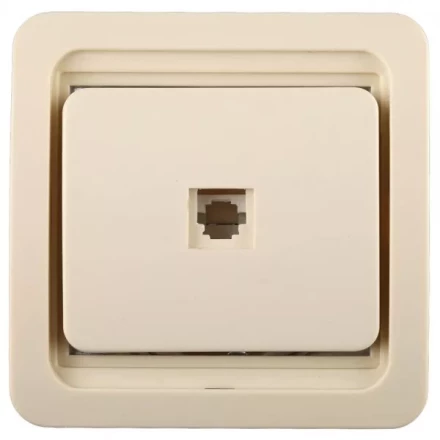 Розетка СВЕТОЗАР "ГАММА" телефонная одинарная, цвет бежевый SV-54117-B купить в Надыме