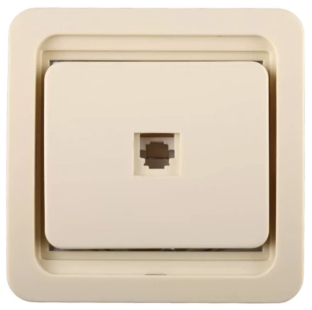 Розетка СВЕТОЗАР "ГАММА" телефонная одинарная, цвет бежевый SV-54117-B купить в Надыме
