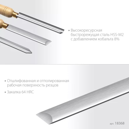 Набор профессиональных токарных резцов по дереву KRAFTOOL 18368 купить в Надыме