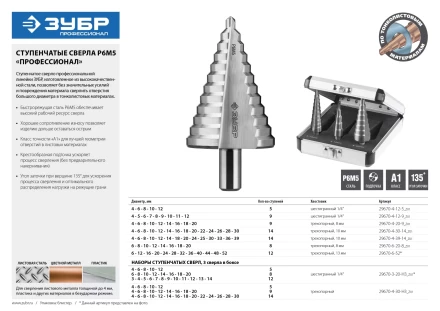 Сверла ступенчатые сталь Р6М5 серия ПРОФЕССИОНАЛ купить в Надыме
