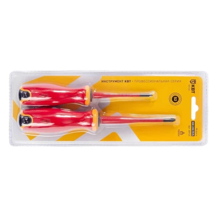 Набор диэлектрических отверток КВТ SLIM VDE НИО-2202 PZ-FL сталь S2, профиль PZ/FL, 2 шт. (88930) купить в Надыме