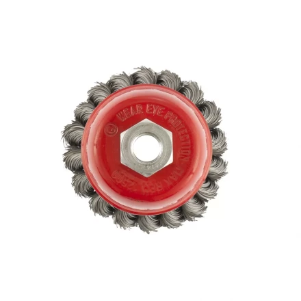 Щетка для УШМ 75 мм М14 "чашка" двухрядная крученая проволока 0,35 мм MTX 74676 купить в Надыме