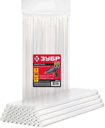 ЗУБР 11 х 300 мм, 34 шт, прозрачные универсальные клеевые стержни (06854-34) купить в Надыме