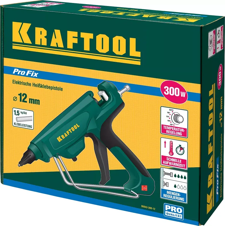 Пистолет клеевой (термоклеящий) "PRO", KRAFTOOL 06843-300-12, электр, двухкомп корпус, регулятор темп, выход клея 1,5 кг/час, d=12мм, 300Вт 06843-300-12 купить в Надыме