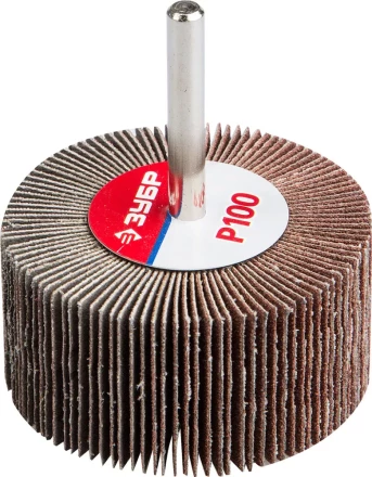 Круг шлифовальный ЗУБР "МАСТЕР" веерный лепестковый, на шпильке, тип КЛО, зерно-электрокорунд нормальный, P100, 30х60мм 36602-100 купить в Надыме