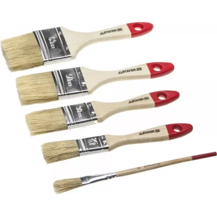 Набор STAYER "STANDARD" "UNIVERSAL": Кисти, светлая натур щетина, деревянная ручка, 4шт: 25, 38, 50мм; плоская №0 0162-H4_z01 купить в Надыме