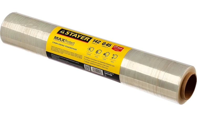 Стрейч-пленка "MAXProtect" упаковочная, ручная, 17мкм, 0,45 х 142 м, STAYER Master 12610-450 купить в Надыме